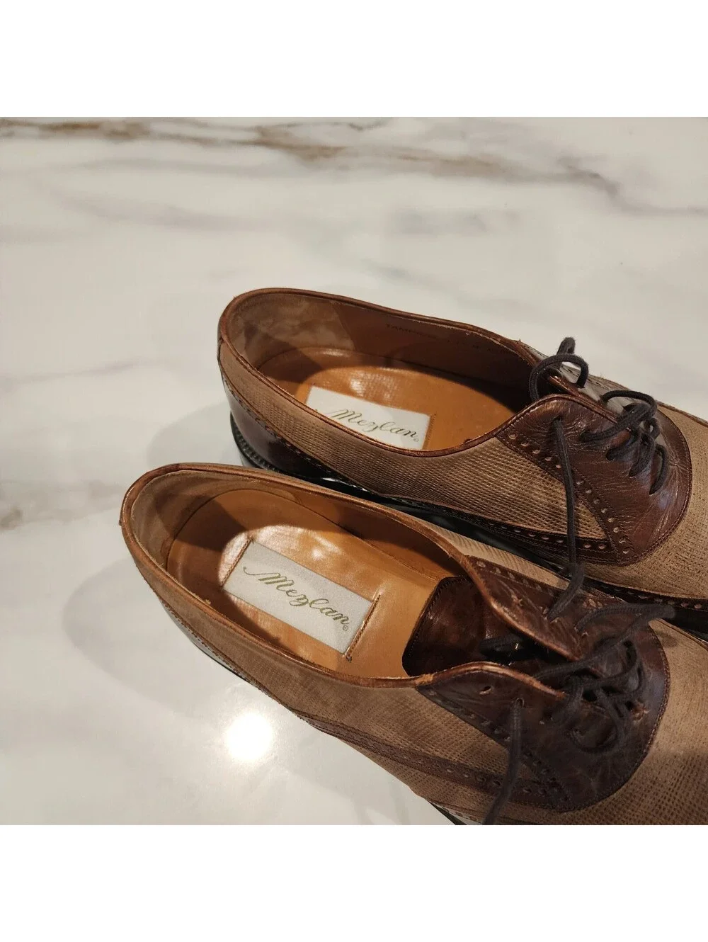 Mezlan Brown Two-Tone Cap Toe Oxford Dress Shoes – Men's Size 11.5